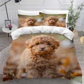 Caniche Brun Housse De Couette X Imprim¿¿ D Chien De Compagnie Parure De Lit Personnes Adultes Enfants Microfibre Literie Pi¿¿Ces Avec Fermetur