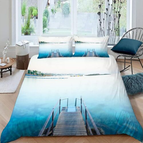 Housse De Couette X Pont De Bois Imprim¿¿ D Paysage Naturel Parure De Lit Personnes Adultes Hypoallergique Microfibre Literie Avec Fermeture ¿¿C