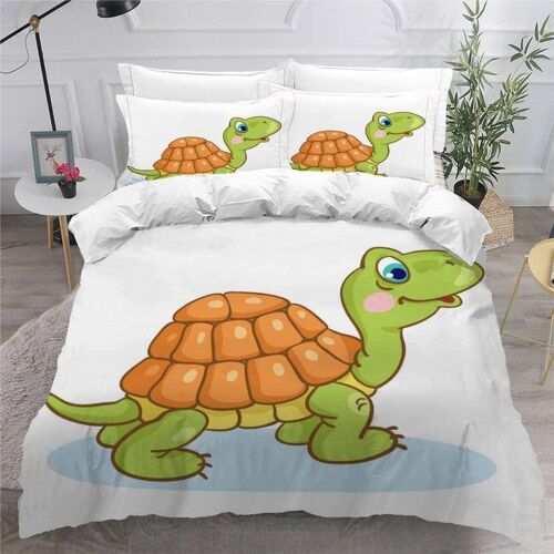 Pi¿¿Ces Parure De Lit Personnes Tortue Housse De Couette X Adultes Avec Fermeture ¿¿Clair Housse De Couette En Microfibre Animaux De Dessin Ani
