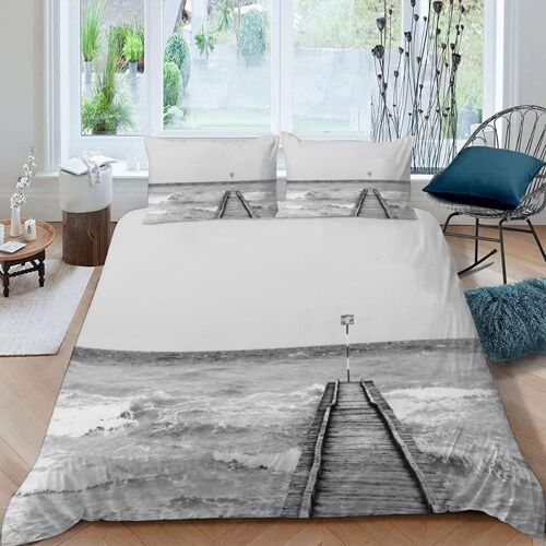 Pi¿¿Ces Parure De Lit Personnes Pont De Bois Housse De Couette X Adultes Avec Fermeture ¿¿Clair Housse De Couette En Microfibre Paysage Naturel