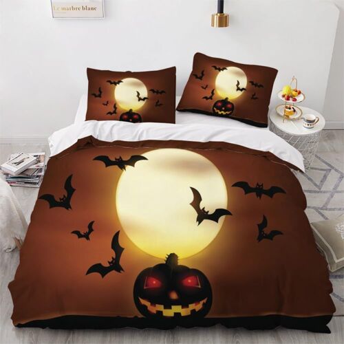 Pi¿¿Ces Parure De Lit Personnes Halloween Housse De Couette X Adultes Avec Fermeture ¿¿Clair Housse De Couette En Microfibre Chauve-Souris Horr