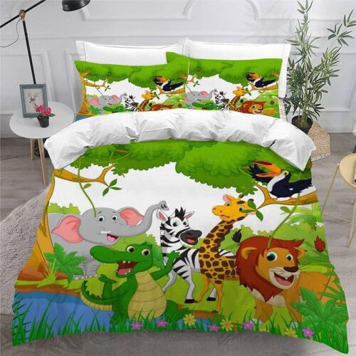 Pi¿¿Ces Parure De Lit Personnes Animaux De La Jungle Housse De Couette X Adultes Avec Fermeture ¿¿Clair Housse De Couette En Microfibre Style A