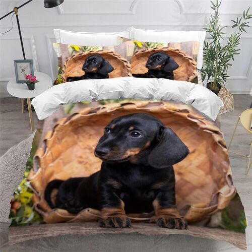 D Teckel Parure De Lit Personnes Chien Animal Housse De Couette X Enfant Adultes Literie En Microfibre Pi¿¿Ces Avec Fermeture ¿¿Clair Et Taies