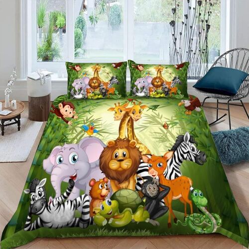 Housse De Couette Animaux De La For¿ºt X Imprim¿¿ D ¿¿L¿¿Phant Girafe Parure De Lit Personnes Hypoallergique Microfibre Literie Pi¿¿Ces Avec Ferme