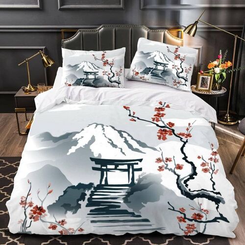 Housse De Couette X Adultes D Japon Parure De Lit Personnes Style Oriental Douce Microfibre Housse De Couette Pi¿¿Ces Avec Fermeture ¿¿Clair+ T