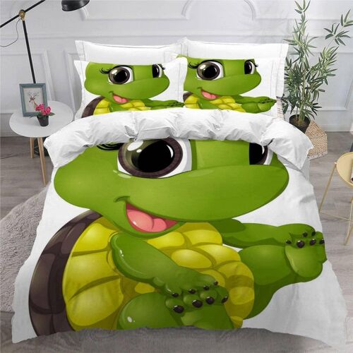 Housse De Couette Tortue X Imprim¿¿ D Animaux De Dessin Anim¿¿ Parure De Lit Personnes Hypoallergique Microfibre Literie Pi¿¿Ces Avec Fermeture