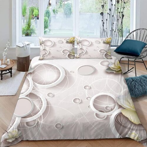 Pi¿¿Ces Parure De Lit Personnes Fleurs Blanches Housse De Couette X Adultes Avec Fermeture ¿¿Clair Housse De Couette En Microfibre Abstrait Ave