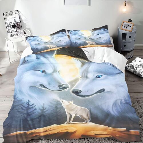Galaxy Wolf Parure De Lit Pour Adolescents - Motif Loup - Noir - Collection D - Loup - , X Cm