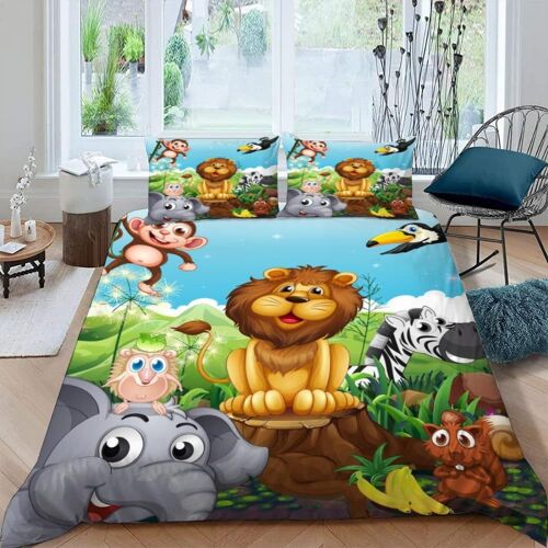 Housse De Couette X Animaux De La For¿ºt Imprim¿¿ D Dessin Anim¿¿ Parure De Lit Personnes Adultes Hypoallergique Microfibre Literie Avec Fermetur