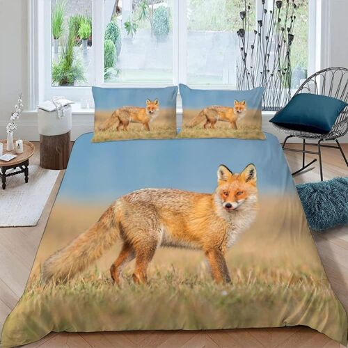 Housse De Couette Renard X Imprim¿¿ D Animaux Sauvages Parure De Lit Personnes Hypoallergique Microfibre Literie Pi¿¿Ces Avec Fermeture ¿¿Clair
