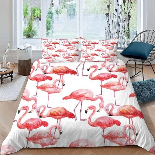 Pi¿¿Ces Parure De Lit Personnes Flamant Housse De Couette X Adultes Avec Fermeture ¿¿Clair Housse De Couette En Microfibre ¿¿T¿¿ Feuilles De Palm