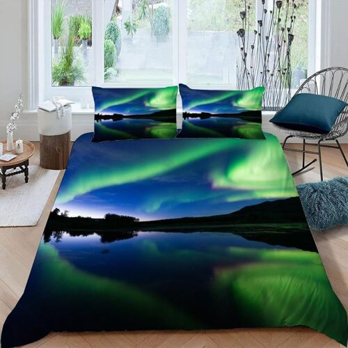 Pi¿¿Ces Parure De Lit Personnes Aurores Bor¿¿Ales Housse De Couette X Adultes Avec Fermeture ¿¿Clair Housse De Couette En Microfibre Nature Auro