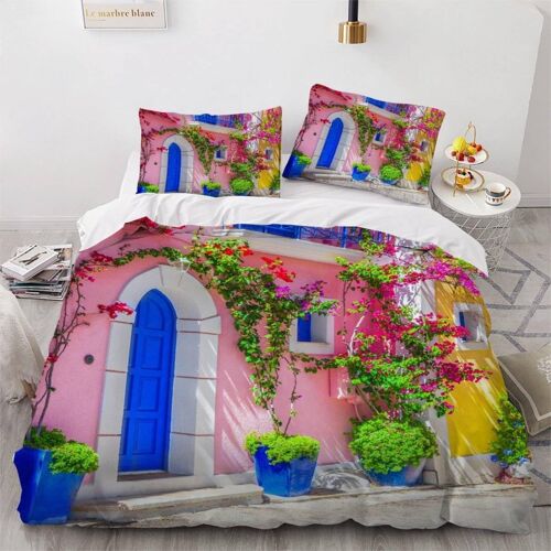 Rue Grecque Housse De Couette X Imprim¿¿ D Paysage Parure De Lit Personnes Adultes Enfants Microfibre Literie Pi¿¿Ces Avec Fermeture ¿¿Clair Et