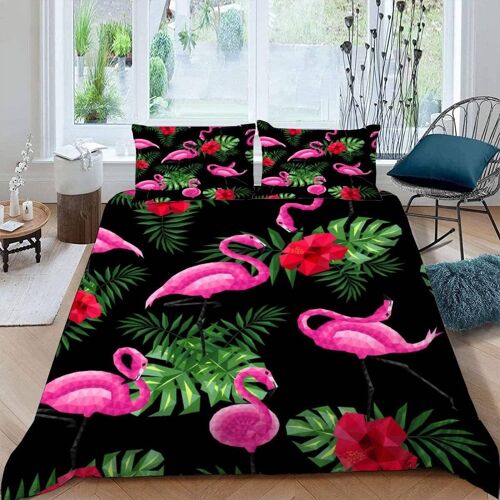 D Flamant Parure De Lit Personnes ¿¿T¿¿ Feuilles De Palmier Housse De Couette X Enfant Adultes Literie En Microfibre Pi¿¿Ces Avec Fermeture ¿¿Cla