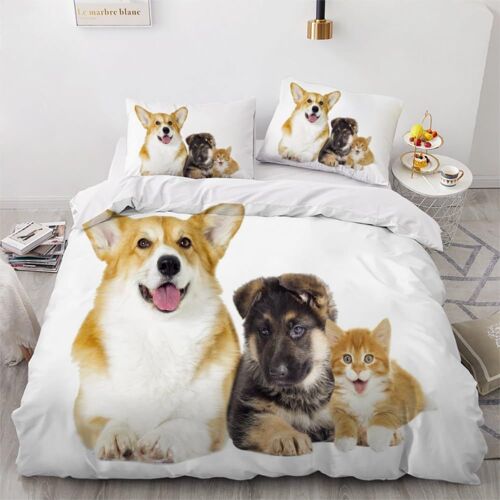 Pi¿¿Ces Parure De Lit Personnes Corgi Housse De Couette X Adultes Avec Fermeture ¿¿Clair Housse De Couette En Microfibre Chien Avec Taies D'or