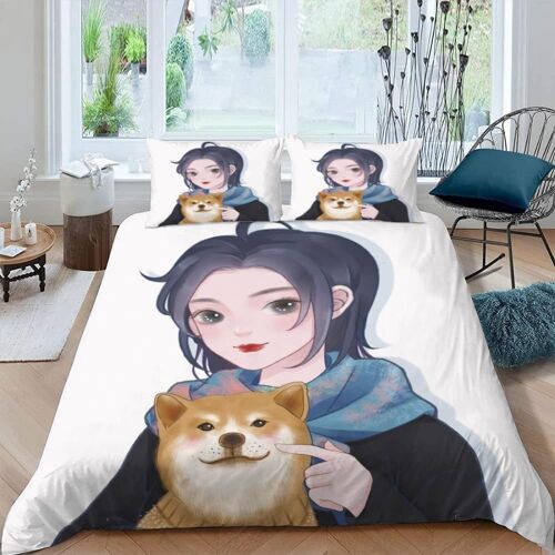 D Manga Filles Parure De Lit Personnes Japon Anime Housse De Couette X Enfant Adultes Literie En Microfibre Pi¿¿Ces Avec Fermeture ¿¿Clair Et