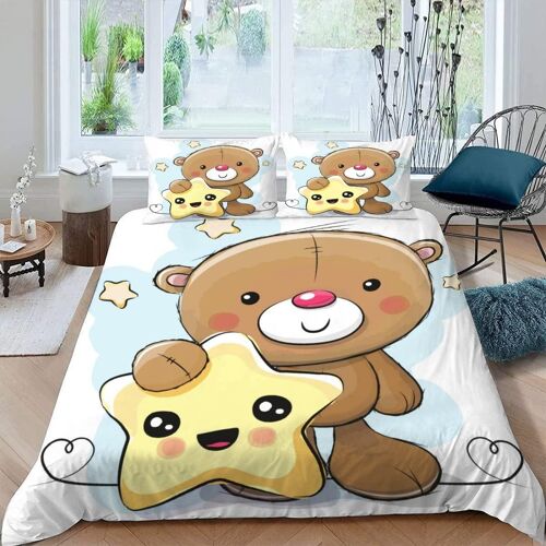 Housse De Couette X Ours De Bande Dessin¿¿E Imprim¿¿ D Animaux Mignons Parure De Lit Personnes Adultes Hypoallergique Microfibre Literie Avec Fermeture