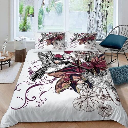 Oiseau Fleur Housse De Couette X Imprim¿¿ D Couleur Parure De Lit Personnes Adultes Enfants Microfibre Literie Pi¿¿Ces Avec Fermeture ¿¿Clair Et