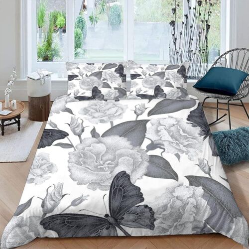 D Fleur Papillon Parure De Lit Personnes Fleur Housse De Couette X Enfant Adultes Literie En Microfibre Pi¿¿Ces Avec Fermeture ¿¿Clair Et Taie