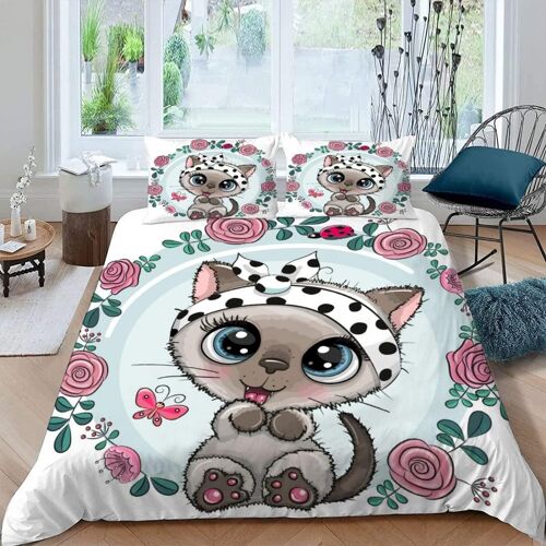 Pi¿¿Ces Parure De Lit Personnes Chat De Dessin Anim¿¿ Housse De Couette X Adultes Avec Fermeture ¿¿Clair Housse De Couette En Microfibre Animaux