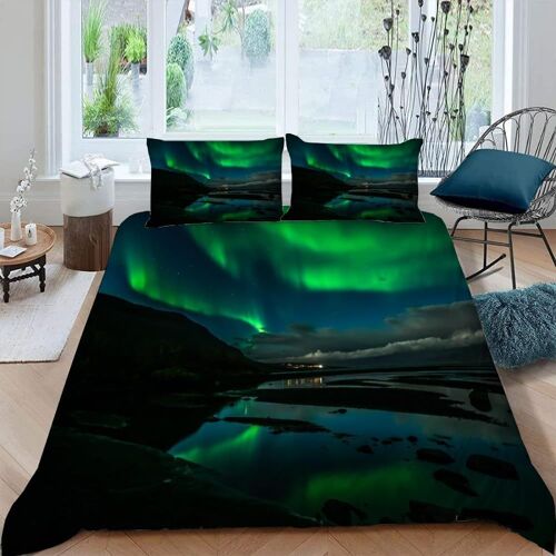 Housse De Couette X Aurore Imprim¿¿ D Paysage Naturel Parure De Lit Personnes Adultes Hypoallergique Microfibre Literie Avec Fermeture ¿¿Clair E