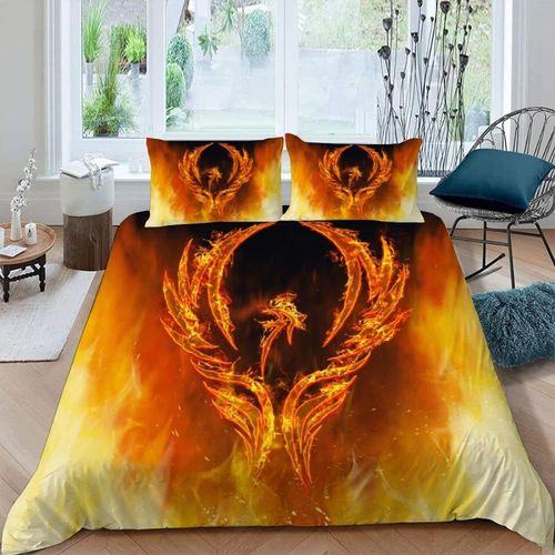 D Dragon Parure De Lit Personnes Flamme Housse De Couette X Enfant Adultes Literie En Microfibre Pi¿¿Ces Avec Fermeture ¿¿Clair Et Taies D'ore