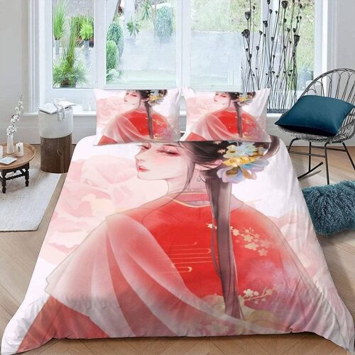 Housse De Couette X Cm Anime Fille De Dessin Animé Parure De Lit En Léger Et Doux Personnes Avec Fermeture Éclair Et Taies D'oreiller X