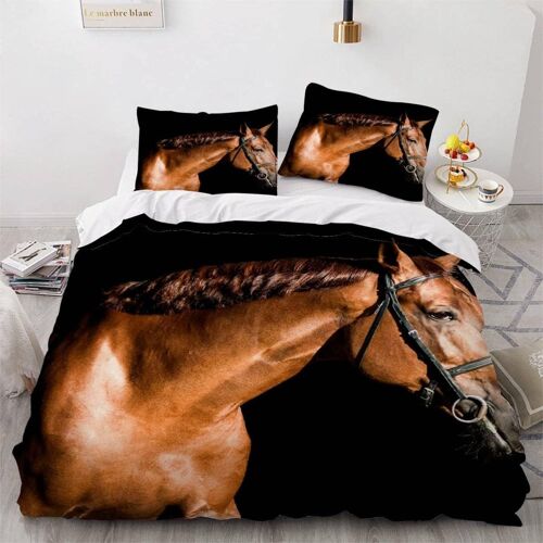 Parure De Lit Pour Enfant X Cm Cheval Housse De Couette Animaux Parure De Lit En Microfibre Ensemble De Literie + Taies D'oreiller Xcm