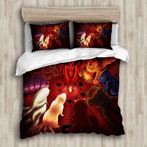 Linge De Lit Uzumaki Naruto Uchiha Sasuke Literie Set Pièces Housse De Couette En Microfibre Avec Fermeture Éclair Et Taies D'oreiller Xcm (Ki