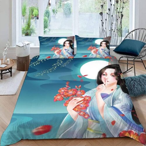 Housse De Couette X Cm Anime Fille De Dessin Animé Parure De Lit En Léger Et Doux Personnes Avec Fermeture Éclair Et Taies D'oreiller X