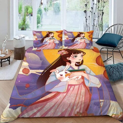 Parure De Lit Pour Adulte X Cm Anime Housse De Couette Fille De Dessin Animé Parure De Lit En Microfibre Ensemble De Literie + Taies D'oreille