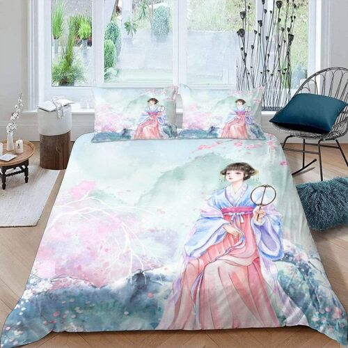 Housse De Couette X Cm Anime Fille De Dessin Animé Parure De Lit En Léger Et Doux Personnes Avec Fermeture Éclair Et Taies D'oreiller X
