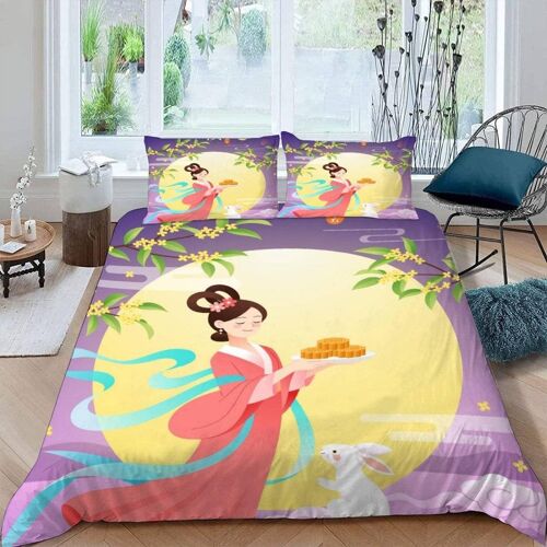 Housse De Couette X Cm Anime Fille De Dessin Animé Parure De Lit Adulte Avec Fermeture Eclaire Microfibre Ensemble De Literie + Taies D'oreill