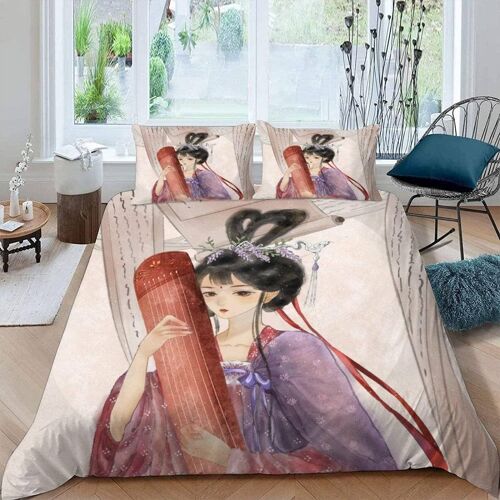Housse De Couette X Cm Anime Fille De Dessin Animé Parure De Lit En Léger Et Doux Personnes Avec Fermeture Éclair Et Taies D'oreiller X
