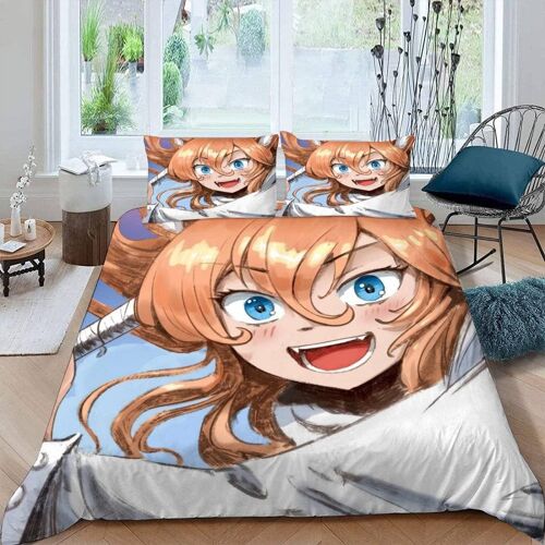 Housse De Couette X Cm Anime Fille De Dessin Animé Parure De Lit Adulte Avec Fermeture Eclaire Microfibre Ensemble De Literie + Taies D'oreill