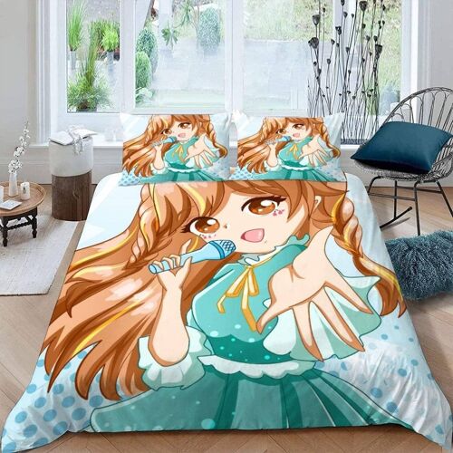 Housse De Couette X Cm Anime Fille De Dessin Animé Parure De Lit En Léger Et Doux Personnes Avec Fermeture Éclair Et Taies D'oreiller X