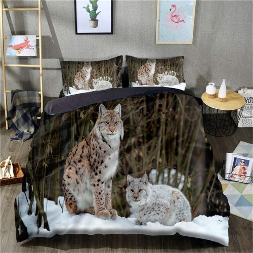 Housse De Couette Imprimée En D Housse De Couette Lynx Pièces Housse De Couette Confortable Four Seasons (King Size Xcm, Housse De Couette + Taies