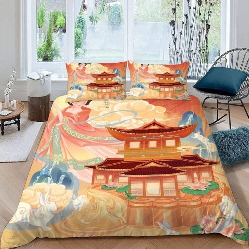 Housse De Couette X Cm Anime Fille De Dessin Animé Parure De Lit En Léger Et Doux Personnes Avec Fermeture Éclair Et Taies D'oreiller X