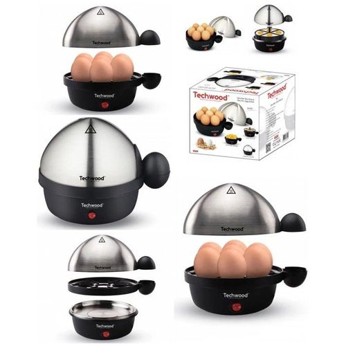 Cuiseur à Oeufs électrique 350W 7 Oeufs dures mollets coques Verre mesureur + Ustensiles pour cuire 4 Oeufs au plat Oeufrier