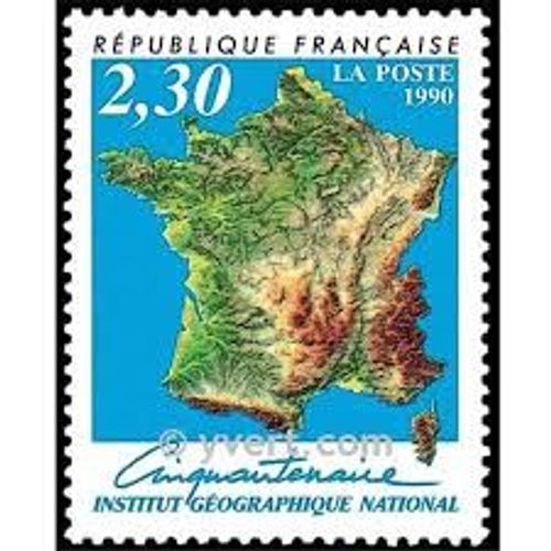 Cinquantenaire De L'Institut Géographique National Année 1990 N° 2662 Yvert Et Tellier Luxe