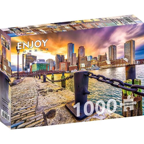 Puzzle 1000 Pièces Enjoy - Port De Boston Au Crépuscule, Usa