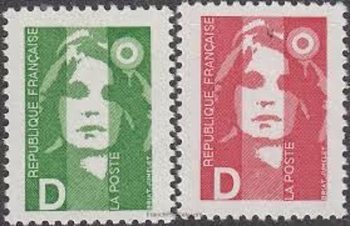 Type Marianne Du Bicentenaire : La Lettre D La Paire Année 1991 N° 2711 2712 Yvert Et Tellier Luxe