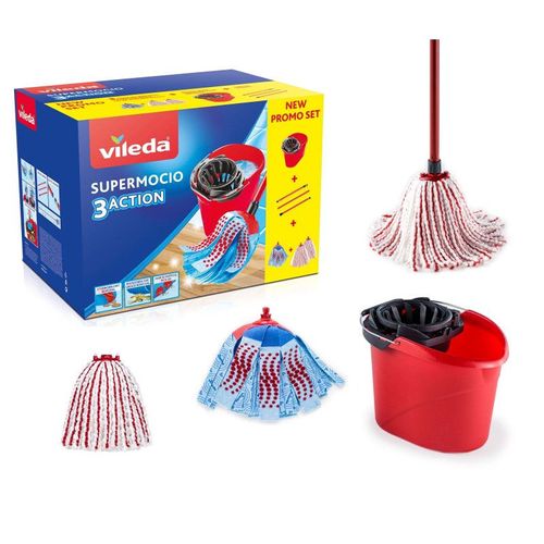 Vileda - Boîte Mega Pack Supermocio 3Action et Microfibre Power