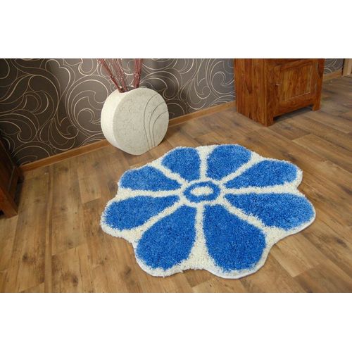 Cercle 120 Cm Tapis Shaggy Gusto Fleurette C300 Bleu