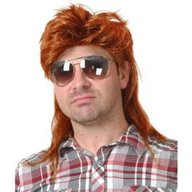 Kalanka-Hommes Mullet Perruque 70 's 80 Vintage Cosplay Costume Perruque Rock Disco Fantaisie Perruque,Orange
