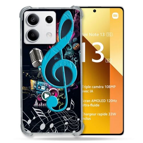 Coque Renforcée Pour Xiaomi Redmi Note 13 5g Musique Cle Sol Bleu