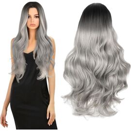 Perruque Femme Gris Argenté Cheveux Lisses Courts - Modèle VAL 51, Synthétique, Taille Moyenne - NEUVE Avec étiquettes