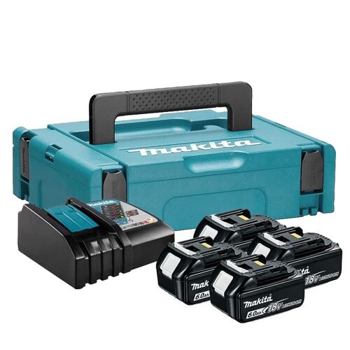 MAKITA Pack 4 batteries 18V 6Ah + chargeur DC18RC + MakPac - 198140-7