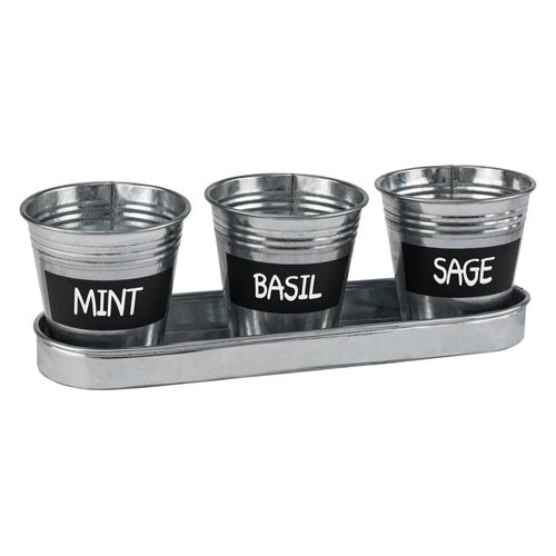 PARKSIDE® Lot de 3 pots pour herbes aromatiques (galvanisé)