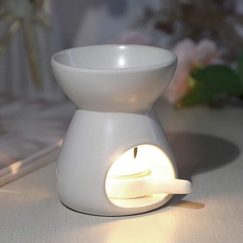 Élégant Diffuseur D'huiles Essentielles En Céramique - Capacité De 90 Ml Pour Huiles Essentielles Et Cires Fondues, Avec Cuillère À Thé 